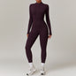 QQPretty~ Warm Zipper Long-sleeved Jumpsuit Yoga Fitness Sports