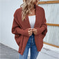 QQPretty~  Cardigan for Women! 2024 Knitted Solid Color Batwing Sleeve Shawl Collar Open Front Cardigan
