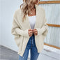QQPretty~  Cardigan for Women! 2024 Knitted Solid Color Batwing Sleeve Shawl Collar Open Front Cardigan