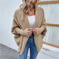 QQPretty~  Cardigan for Women! 2024 Knitted Solid Color Batwing Sleeve Shawl Collar Open Front Cardigan