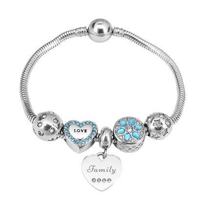 QQPretty~ Titanium Steel Diamond Beaded Large Hole Bead Pendant