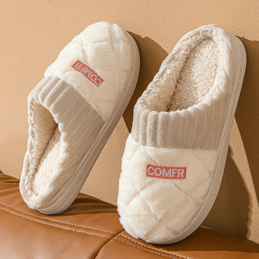 QQPretty~  Letter Home Slippers Winter Warm Non-slip Floor Bedroom