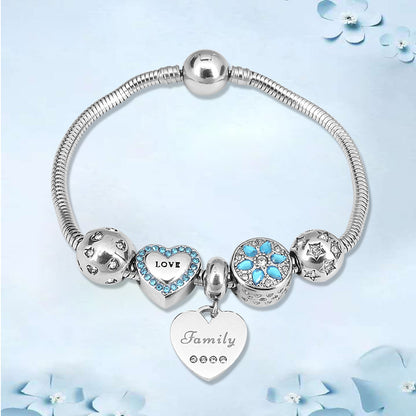 QQPretty~ Titanium Steel Diamond Beaded Large Hole Bead Pendant